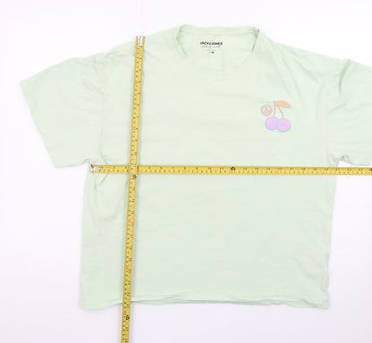 Jack & Jones Green Graphic Retro T-Shirt M Unisex Casual Summer Top
