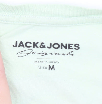 Jack & Jones Green Graphic Retro T-Shirt M Unisex Casual Summer Top