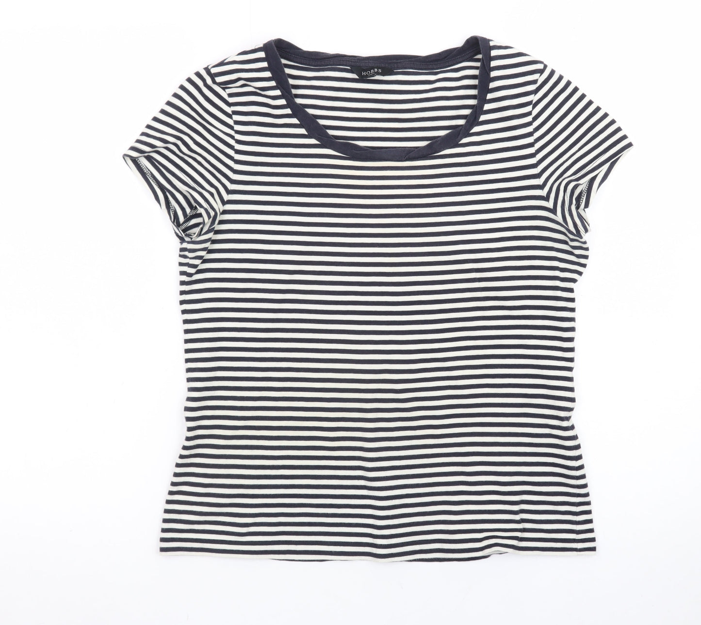 Hobbs Women's Blue Striped Cotton Jersey T-Shirt Size M
