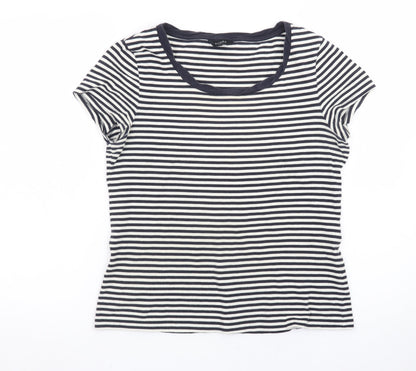 Hobbs Women's Blue Striped Cotton Jersey T-Shirt Size M