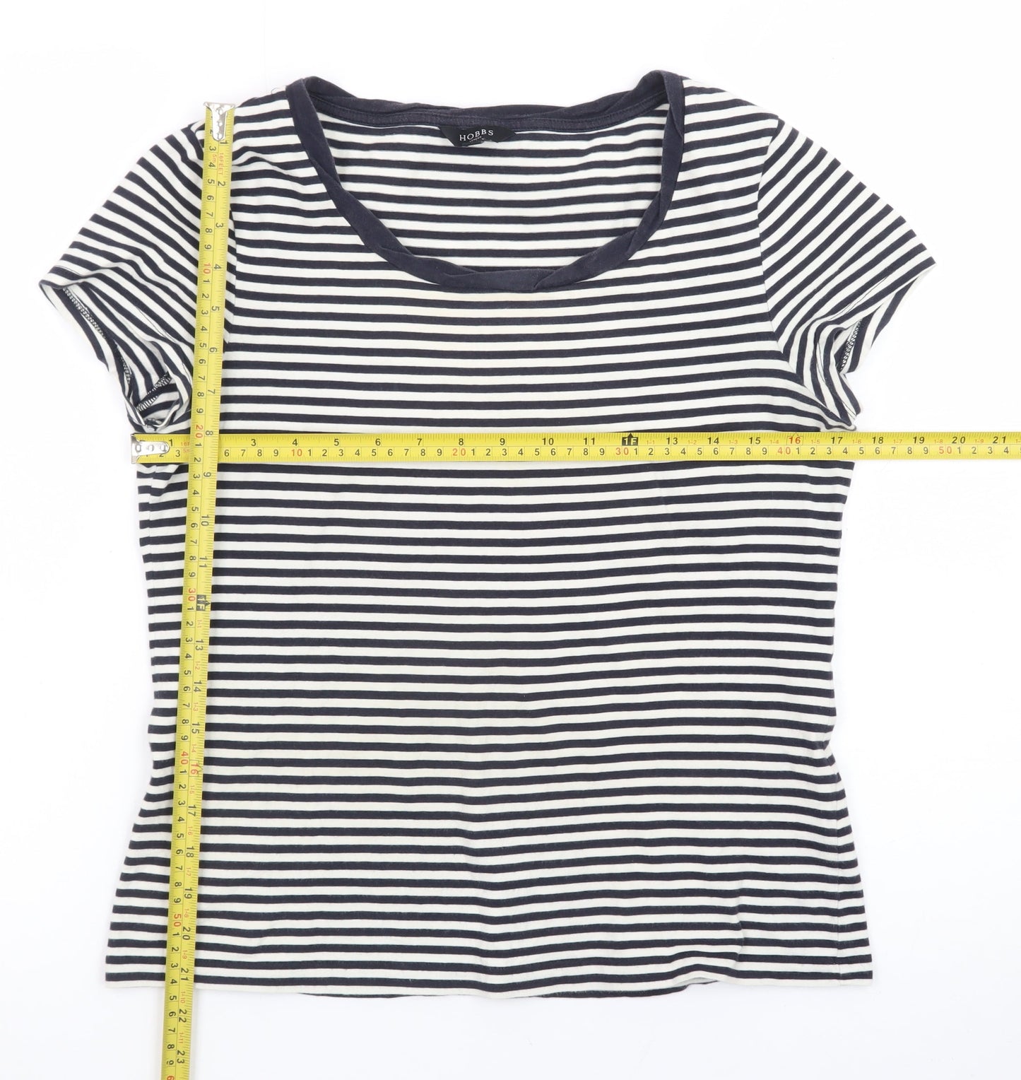 Hobbs Women's Blue Striped Cotton Jersey T-Shirt Size M