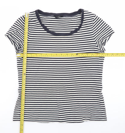 Hobbs Women's Blue Striped Cotton Jersey T-Shirt Size M
