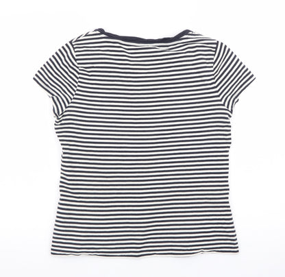 Hobbs Women's Blue Striped Cotton Jersey T-Shirt Size M