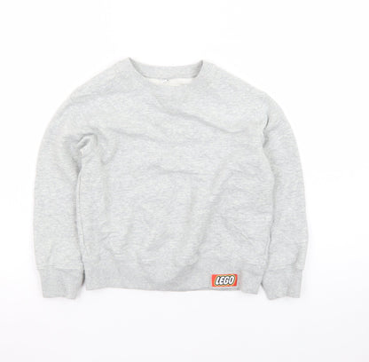 Uniqlo Boys Grey Cotton Sweatshirt 5-6 Years LEGO Logo Crew Neck
