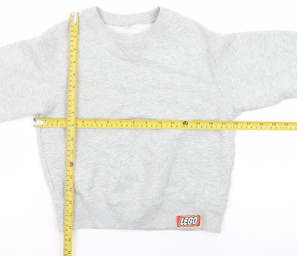 Uniqlo Boys Grey Cotton Sweatshirt 5-6 Years LEGO Logo Crew Neck