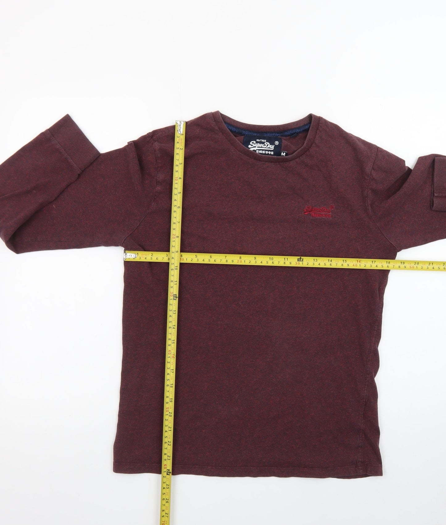Superdry Men's Red Long Sleeve Vintage Crew Neck T-Shirt - Size M
