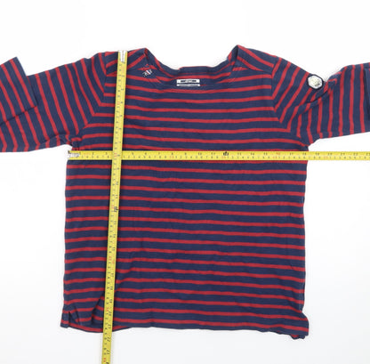 Voile Bleue Men's Blue Red Striped Nautical Long Sleeve T-Shirt Large
