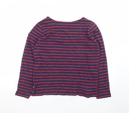 Voile Bleue Men's Blue Red Striped Nautical Long Sleeve T-Shirt Large
