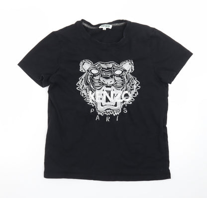 Kenzo Men’s Black XL Tiger Embroidered Crew Neck Cotton T-Shirt