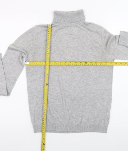 Oliver Bonas Women’s Grey Wool Blend Roll Neck Jumper Size 12