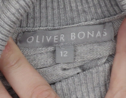 Oliver Bonas Women’s Grey Wool Blend Roll Neck Jumper Size 12
