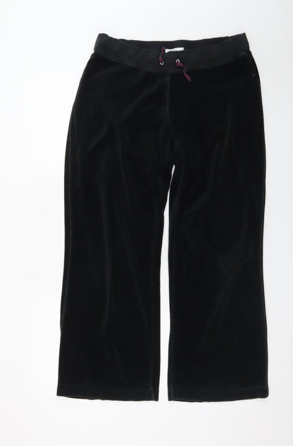 Jasper Conran Women's Black Velvet Drawstring Sweatpants Size 14