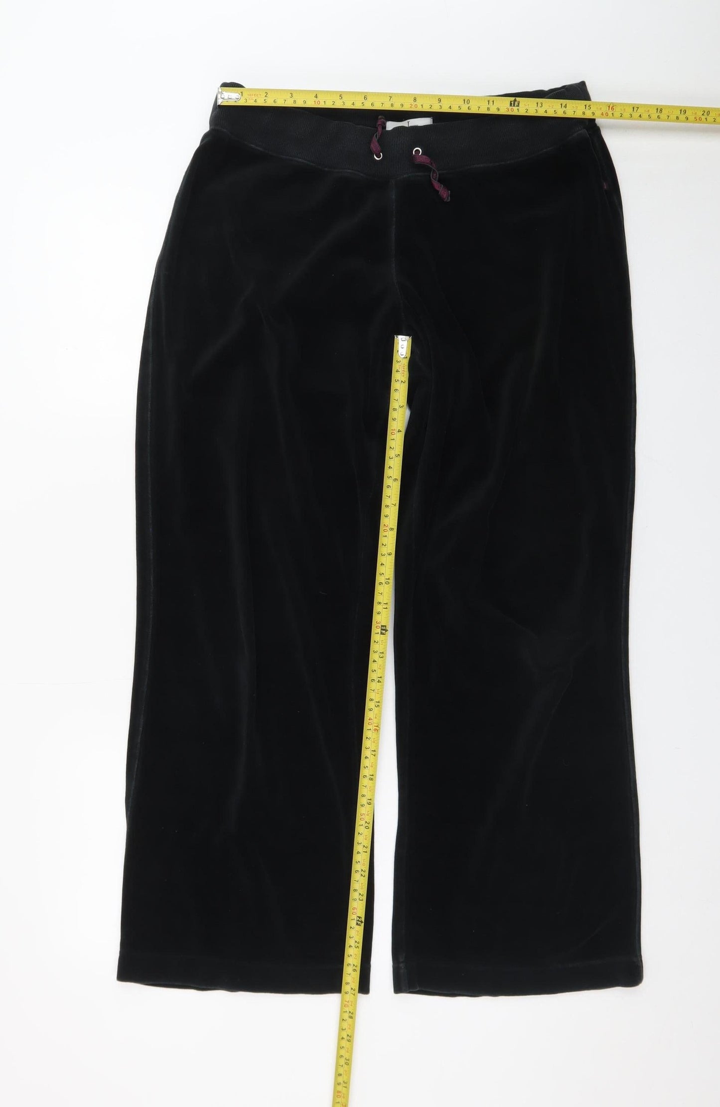 Jasper Conran Women's Black Velvet Drawstring Sweatpants Size 14