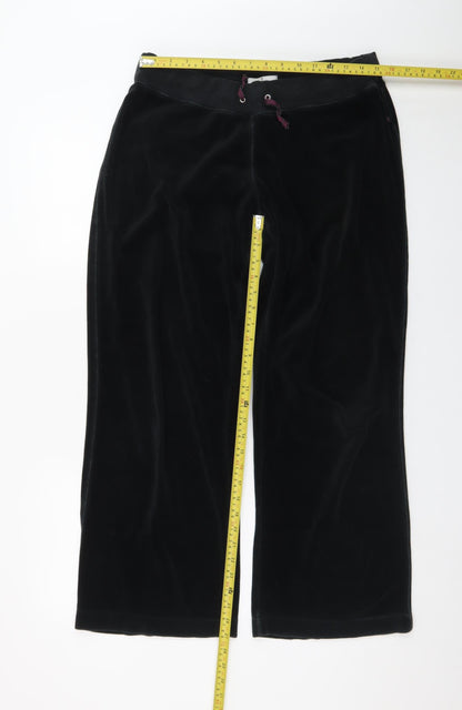 Jasper Conran Women's Black Velvet Drawstring Sweatpants Size 14