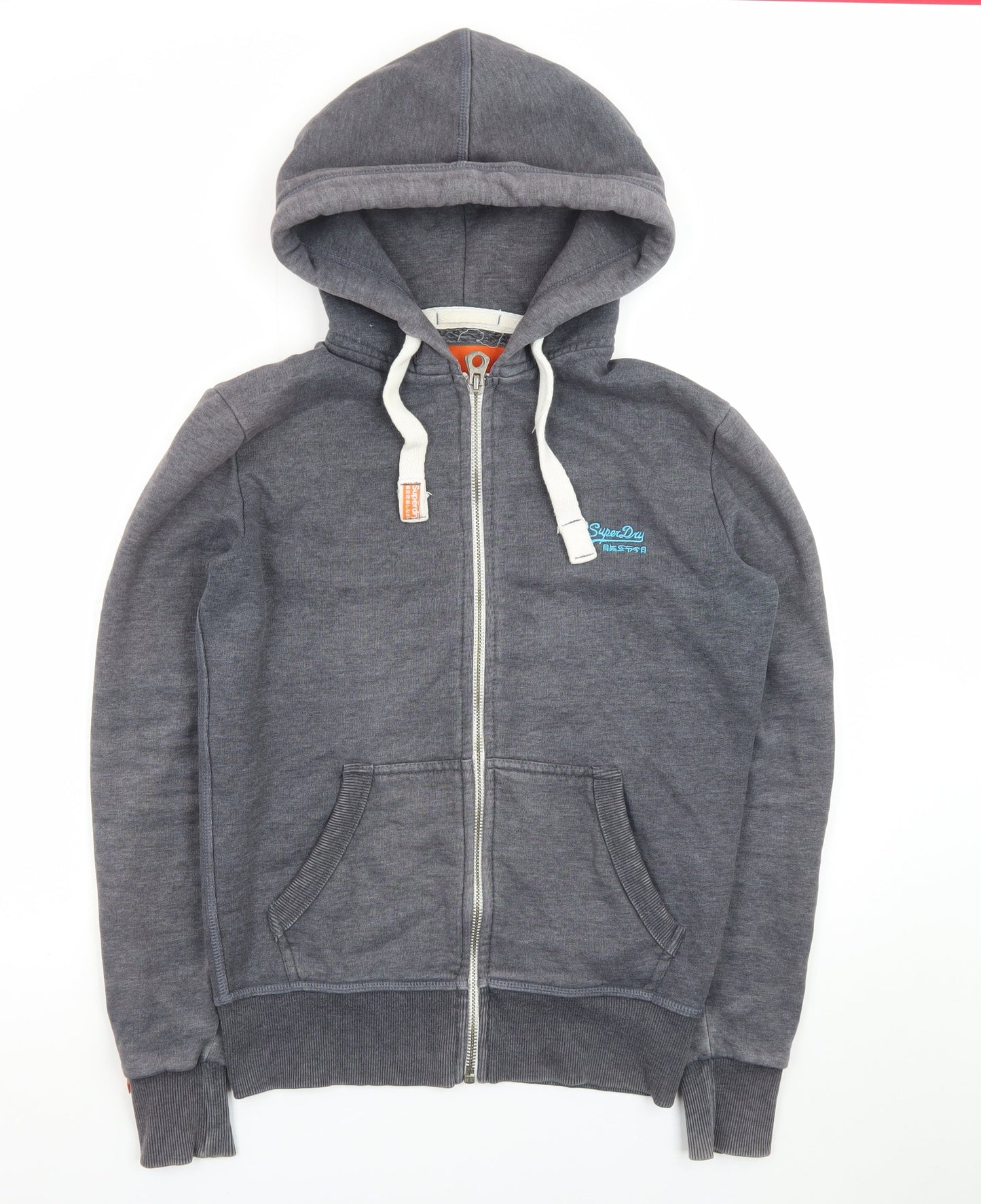 Superdry Men’s Grey Full Zip Hoodie Small Classic Logo