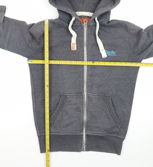 Superdry Men’s Grey Full Zip Hoodie Small Classic Logo