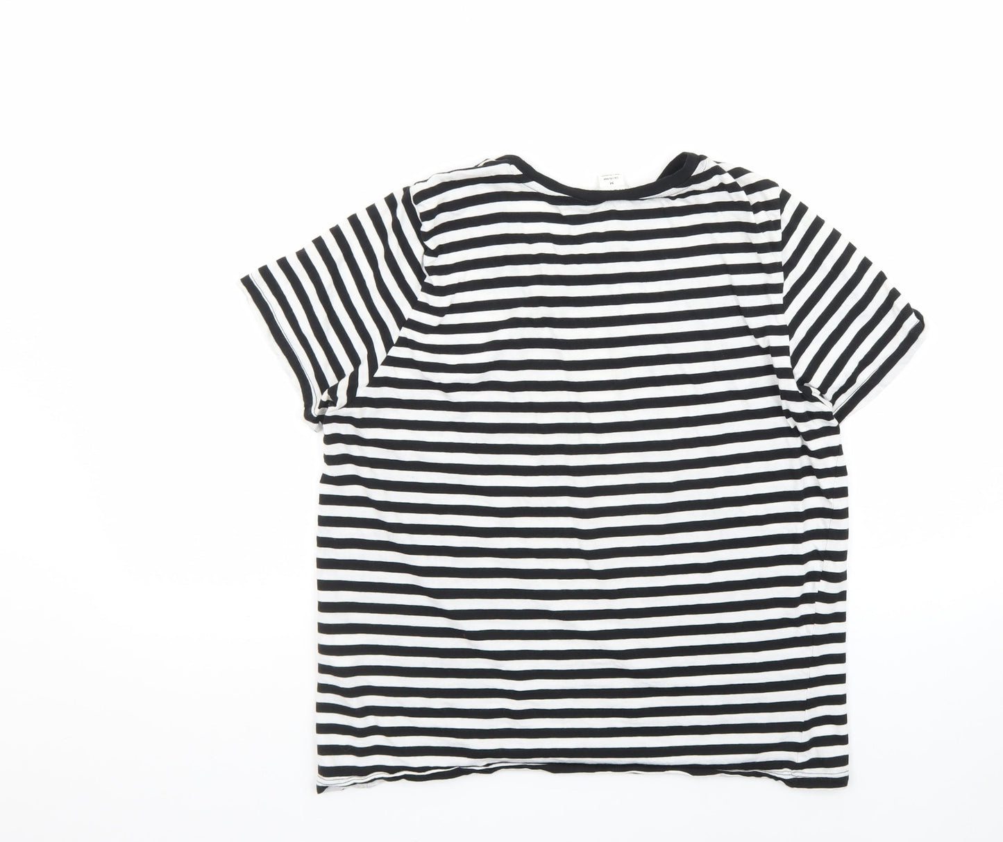 Monki Women’s Black White Striped Cotton T-Shirt Size 12