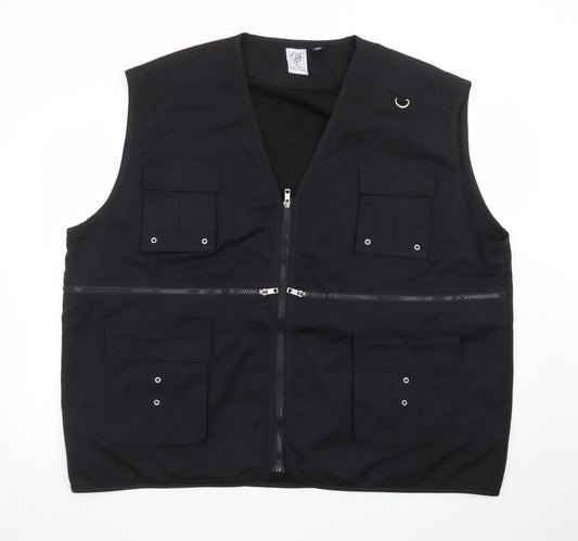 OF 55 Mens Black 3XL Utility Waistcoat With Multiple Pockets