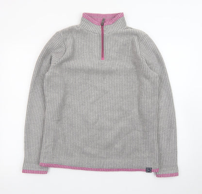 Weird Fish Womens Frost Grey 1/4 Zip Fleece Sweatshirt Size 12