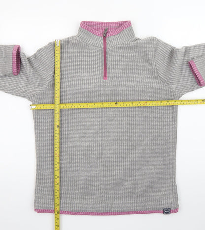 Weird Fish Womens Frost Grey 1/4 Zip Fleece Sweatshirt Size 12