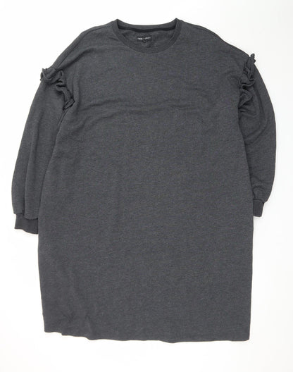 Next Women Grey Size 20 T-Shirt Dress Long Sleeve Casual Jersey