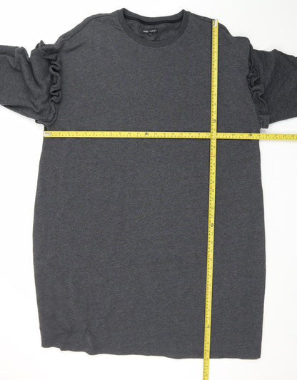 Next Women Grey Size 20 T-Shirt Dress Long Sleeve Casual Jersey