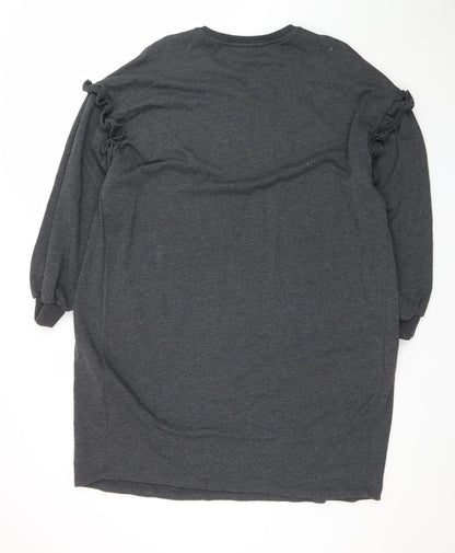 Next Women Grey Size 20 T-Shirt Dress Long Sleeve Casual Jersey