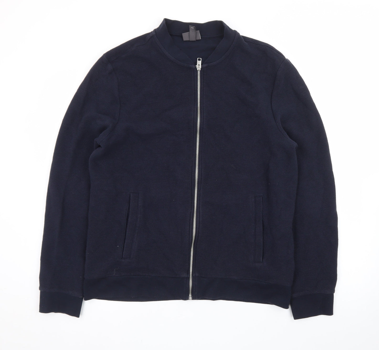 H&M Men’s Blue Slim Fit Bomber Jacket Size L Cotton Blend