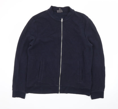 H&M Men’s Blue Slim Fit Bomber Jacket Size L Cotton Blend