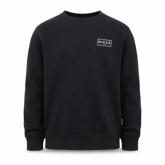 Front view of NICCE boys’ black regular fit logo pullover sweatshirt 13 years