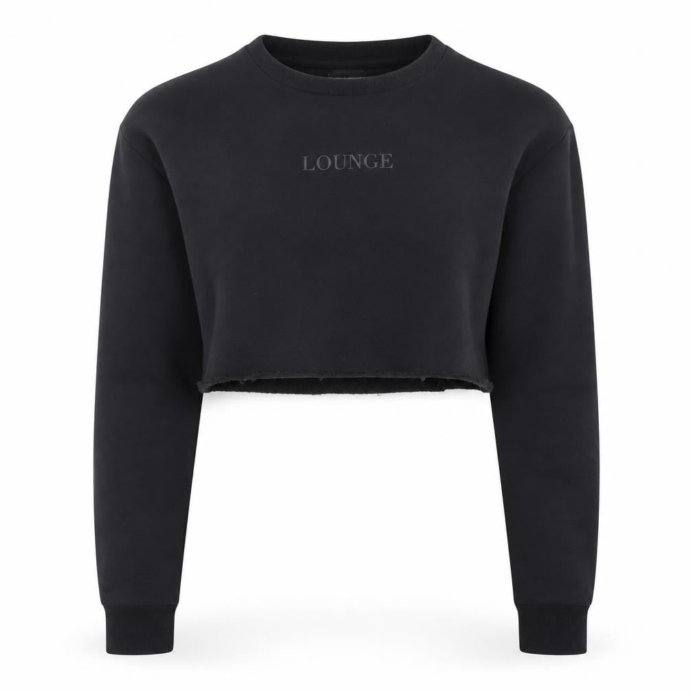 Lounge Apparel Women Black Cropped Pullover Sweatshirt M