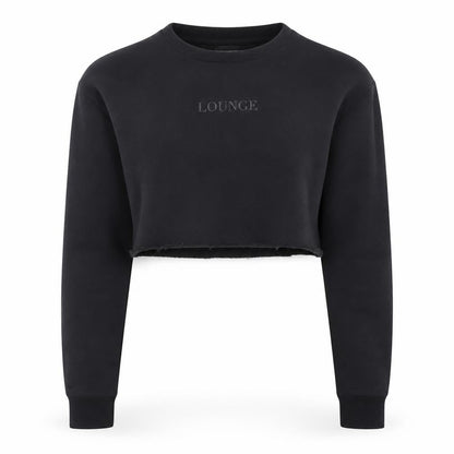 Lounge Apparel Women Black Cropped Pullover Sweatshirt M