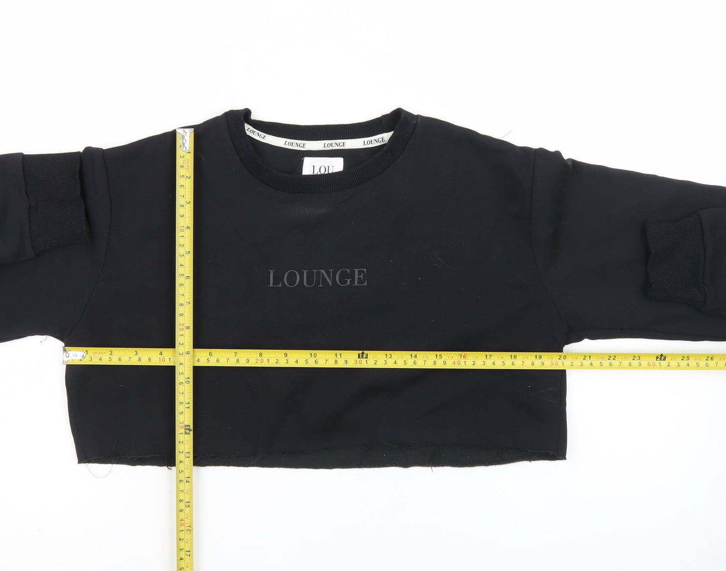 Lounge Apparel Women Black Cropped Pullover Sweatshirt M
