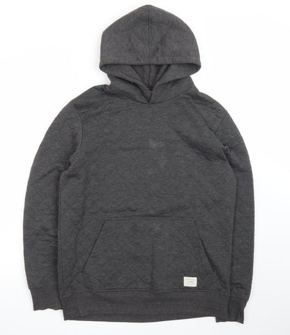 Jack & Jones Men’s Grey Pullover Hoodie L Quilted Core Casual