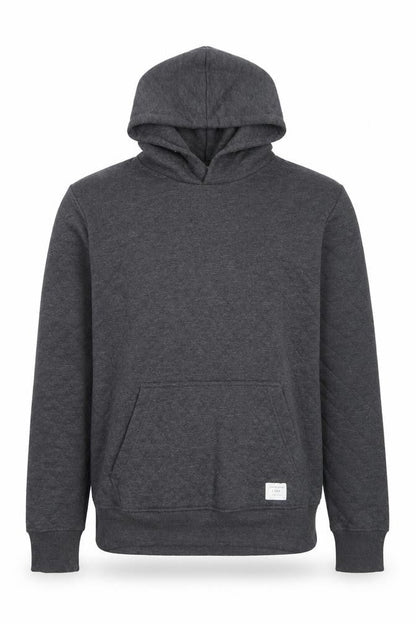 Jack & Jones Men’s Grey Pullover Hoodie L Quilted Core Casual
