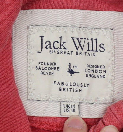 Jack Wills Womens Pink Pullover Hoodie Size 14 Wills 22 Logo Cotton