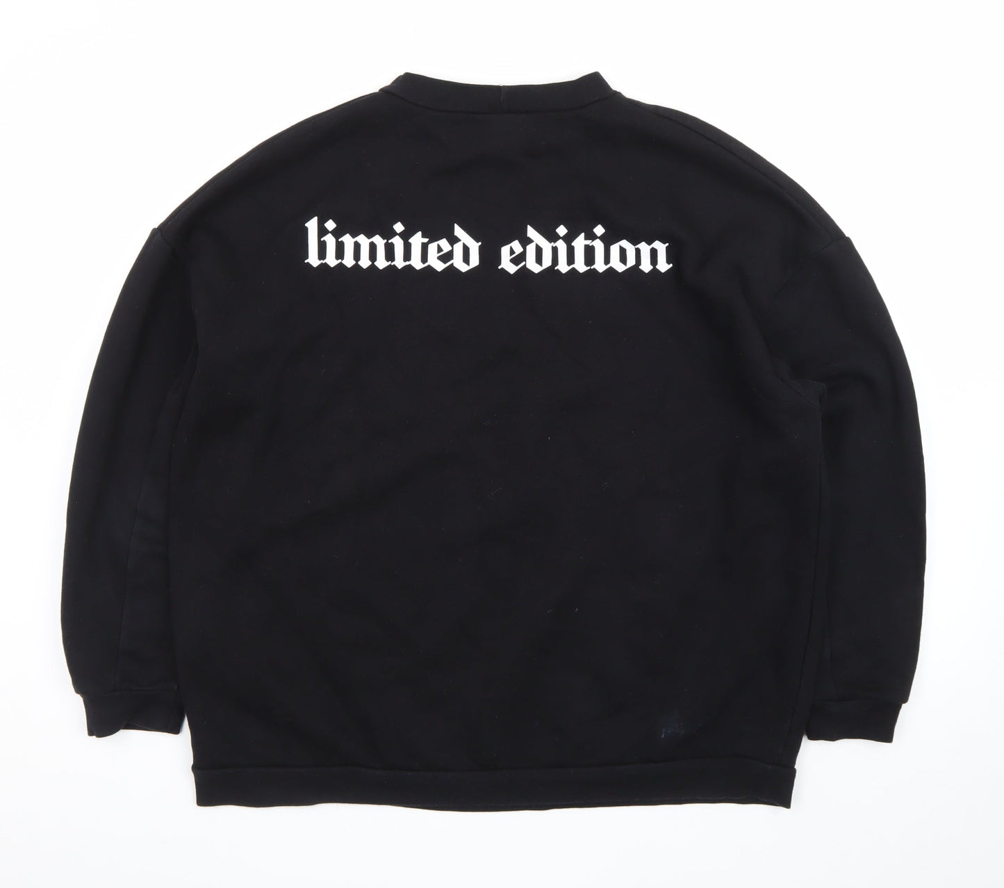 boohoo Men’s Black Medium Pullover Sweatshirt Graphic Print
