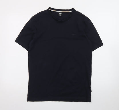 BOSS Men's Black Cotton Crew Neck Short Sleeve T-Shirt Size M