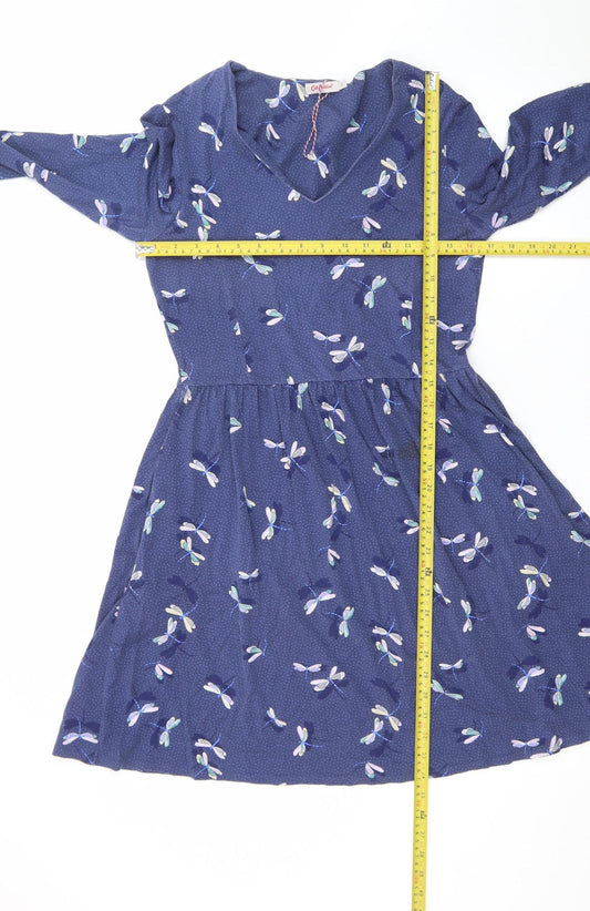 Cath Kidston Womens Blue Floral A-Line Jersey Dress Size 12
