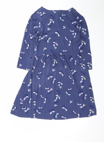 Cath Kidston Womens Blue Floral A-Line Jersey Dress Size 12