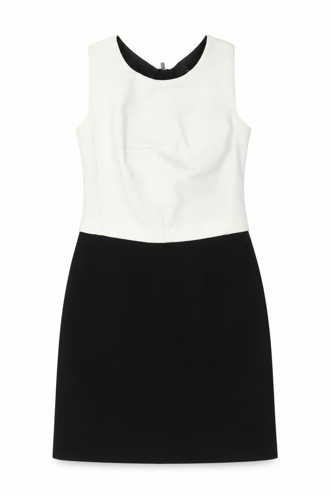 Next Women Black White Sheath Dress Size 6 Sleeveless Zip Back