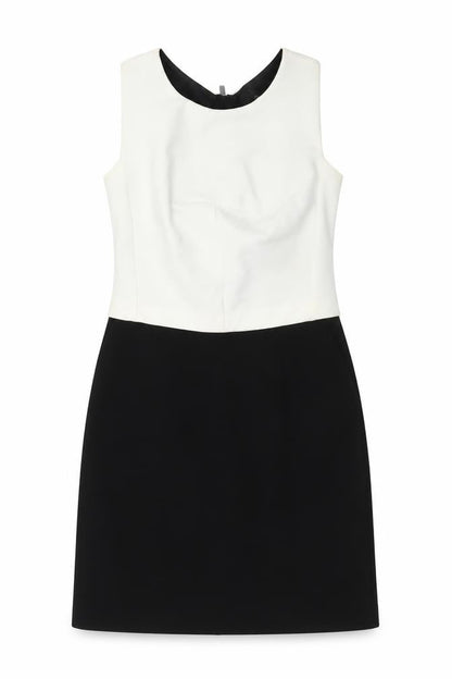 Next Women Black White Sheath Dress Size 6 Sleeveless Zip Back