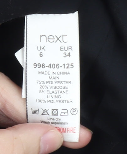 Next Women Black White Sheath Dress Size 6 Sleeveless Zip Back