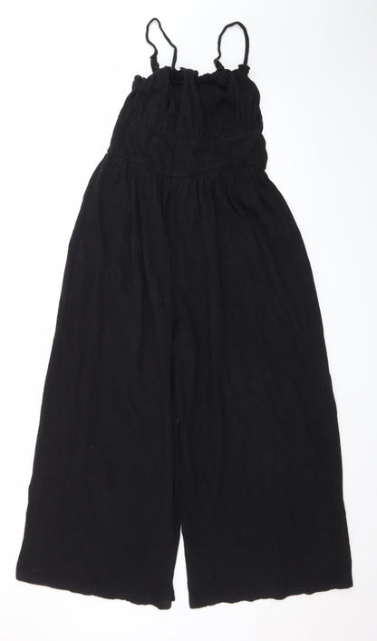 ASOS DESIGN Women's Black Cotton Wide Leg Jumpsuit Size 6
