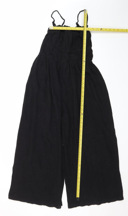 ASOS DESIGN Women's Black Cotton Wide Leg Jumpsuit Size 6