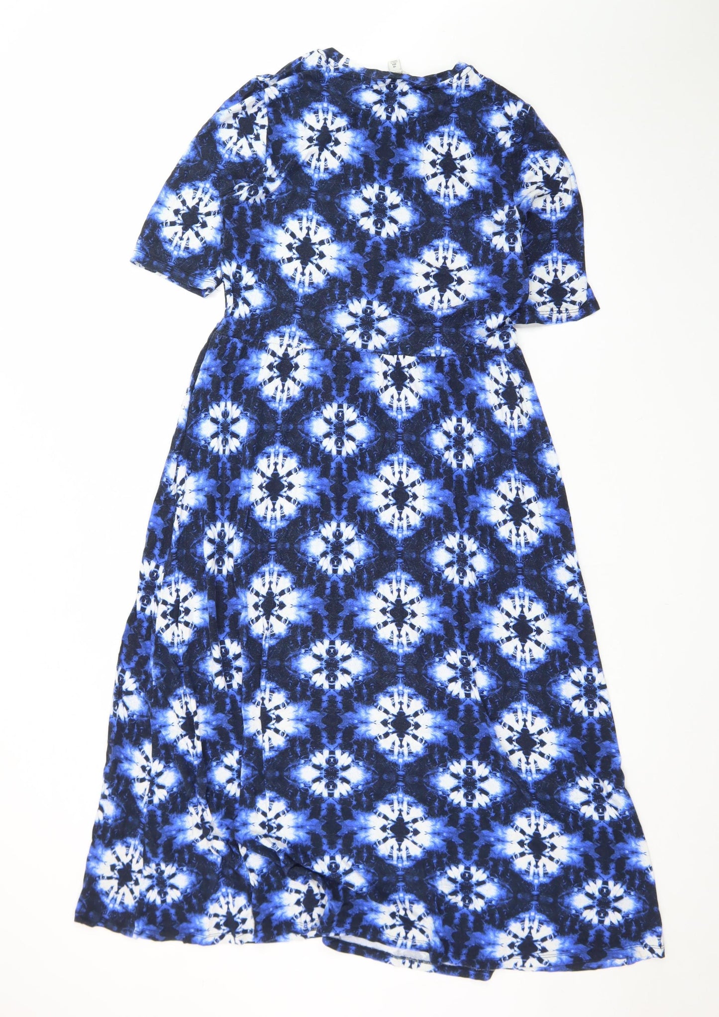 Marks and Spencer Womens Blue Tie Dye Midi A-Line Dress Size 10
