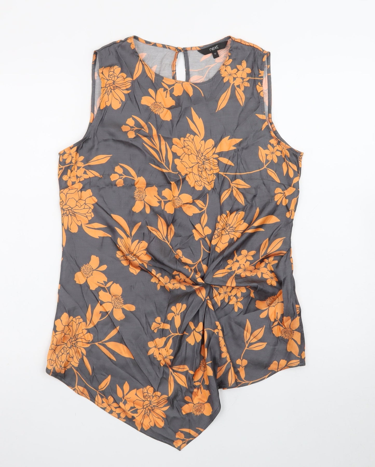 Next Women’s Grey Floral Sleeveless Tunic Blouse Size 12