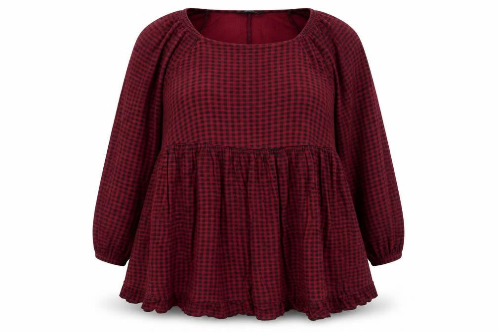 Yours Womens Red Check Short Jersey Smocked Dress Size 20