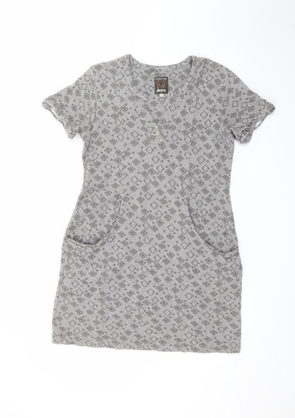 Mantaray Womens Grey Henley T-Shirt Dress Size 12 Cotton Blend