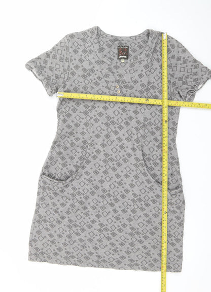 Mantaray Womens Grey Henley T-Shirt Dress Size 12 Cotton Blend